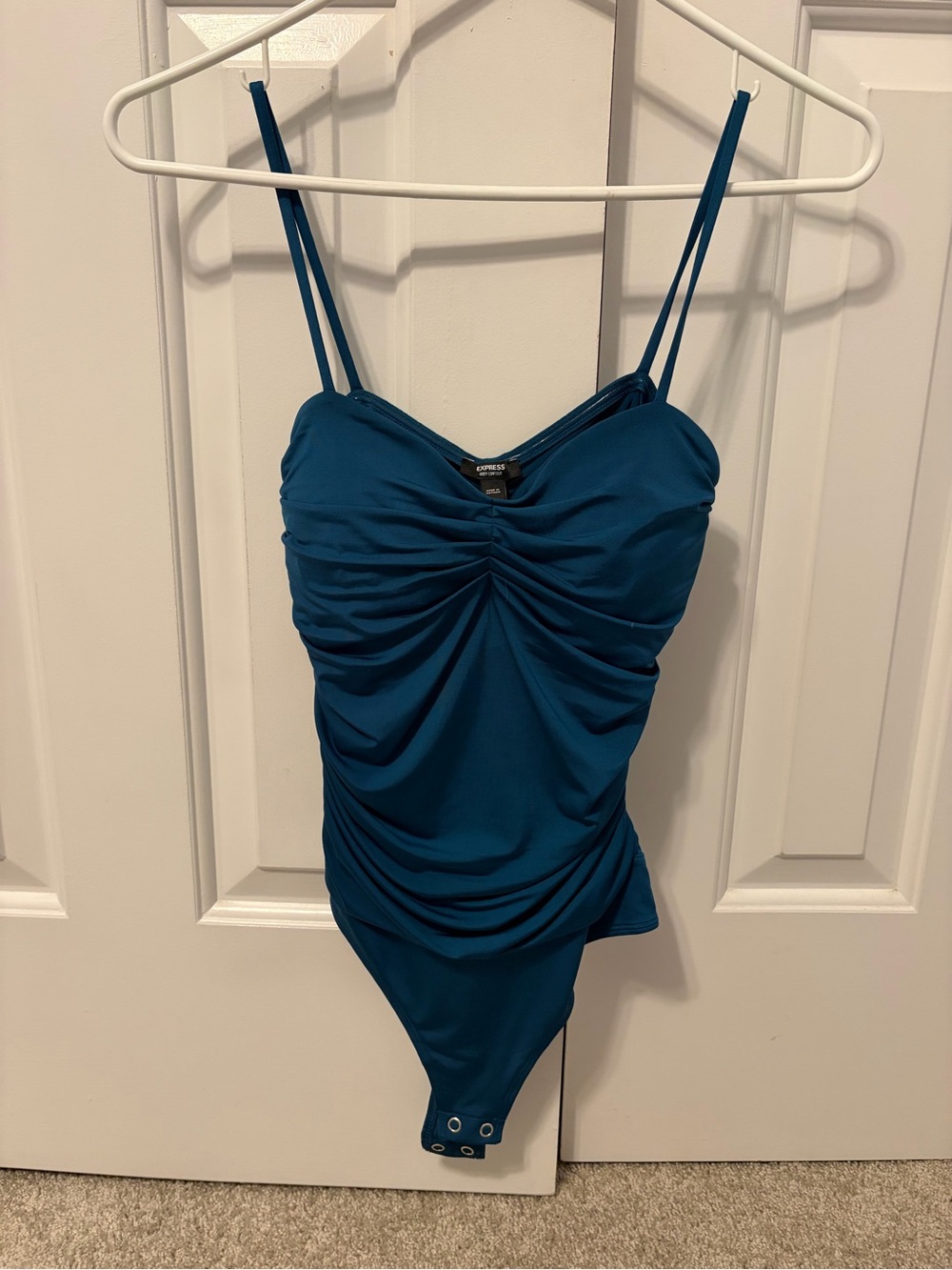 Express Teal Ruched Bodysuit